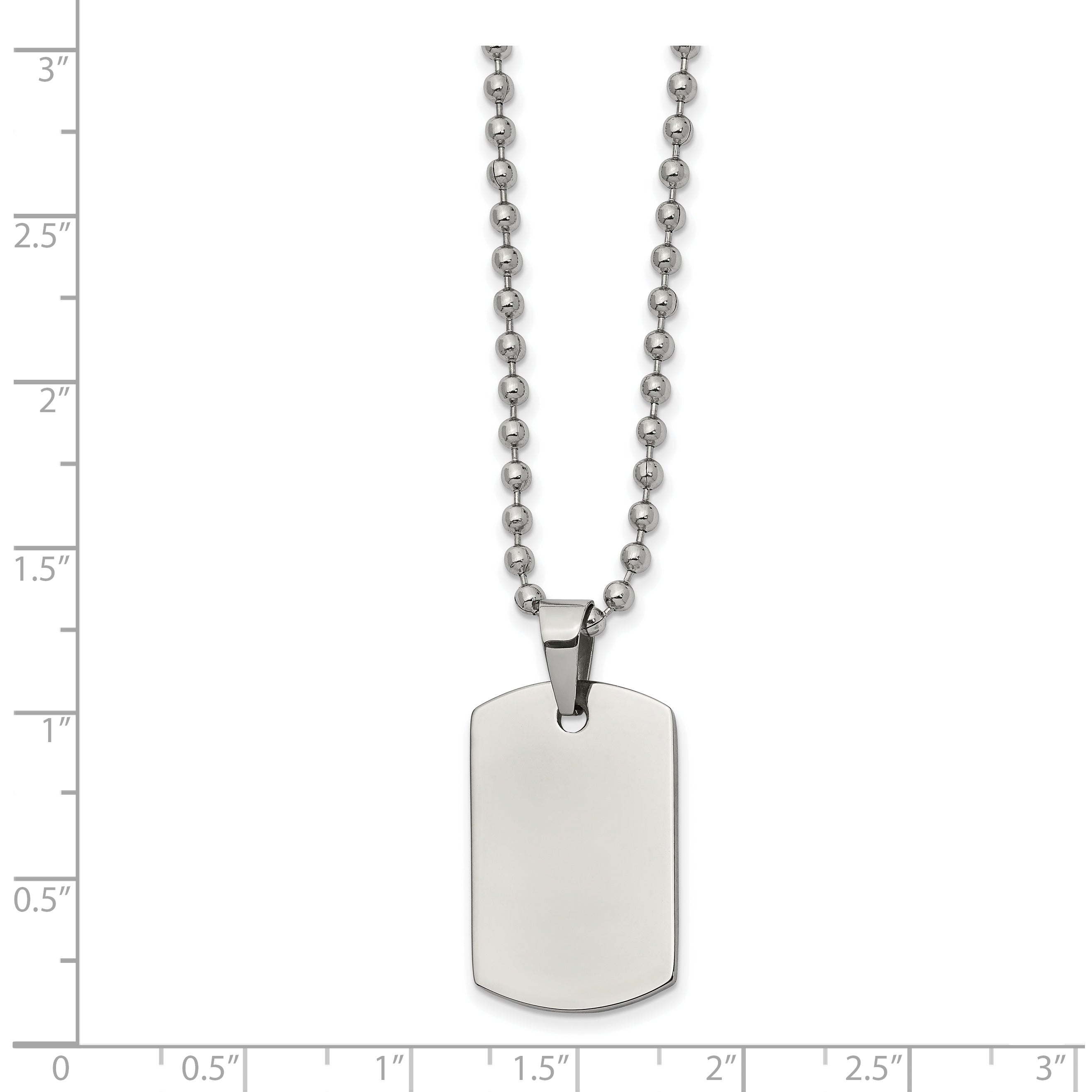 Chisel Stainless Steel Brushed and Polished Reversible Dog Tag on a 22 inch Ball Chain Necklace