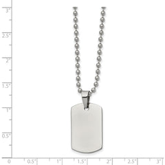 Chisel Stainless Steel Brushed and Polished Reversible Dog Tag on a 22 inch Ball Chain Necklace