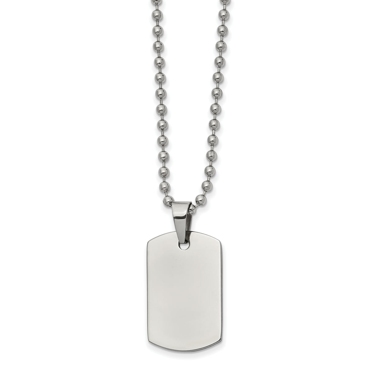 Chisel Stainless Steel Brushed and Polished Reversible Dog Tag on a 22 inch Ball Chain Necklace