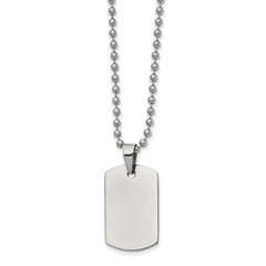 Chisel Stainless Steel Brushed and Polished Reversible Dog Tag on a 22 inch Ball Chain Necklace