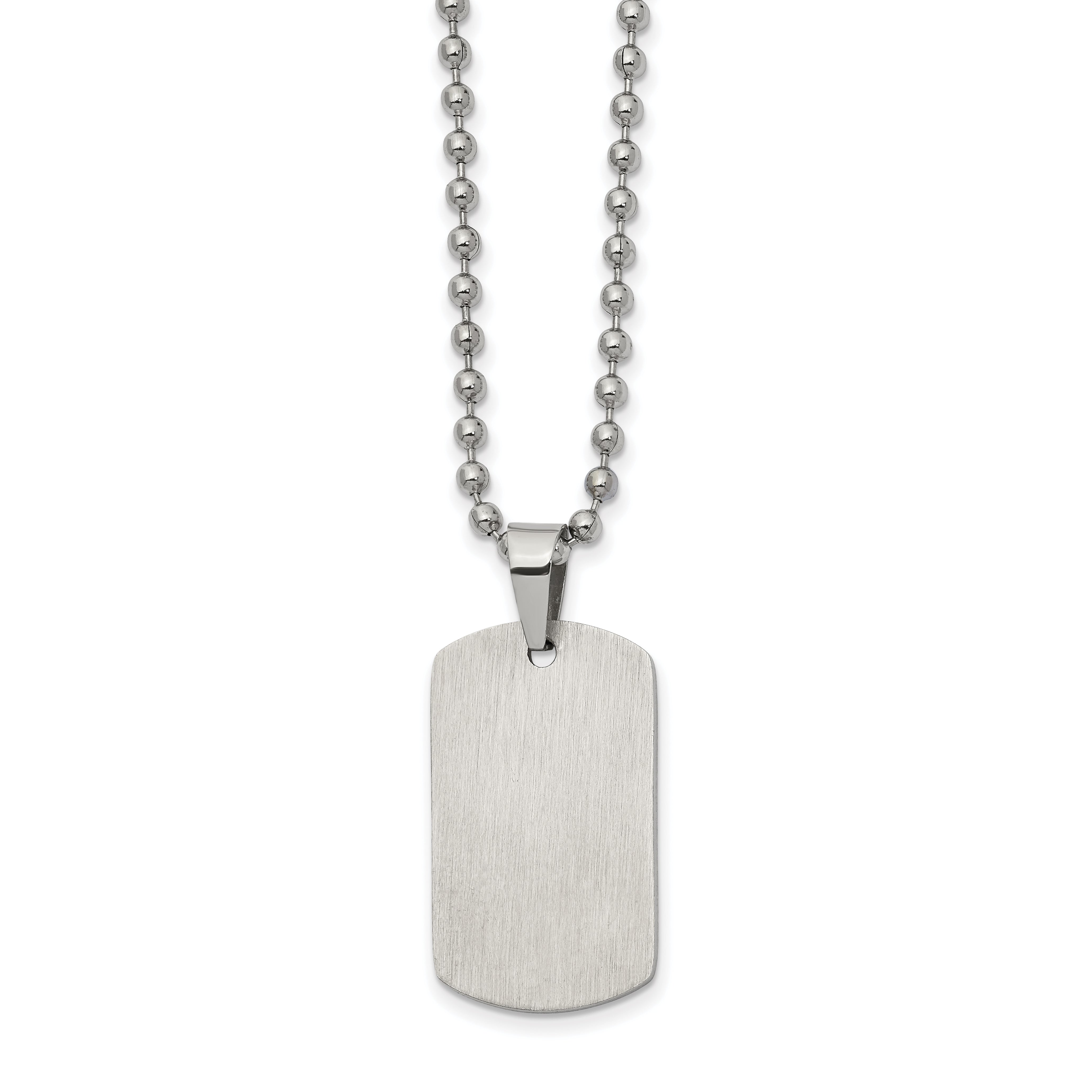 Chisel Stainless Steel Brushed and Polished Reversible Dog Tag on a 22 inch Ball Chain Necklace