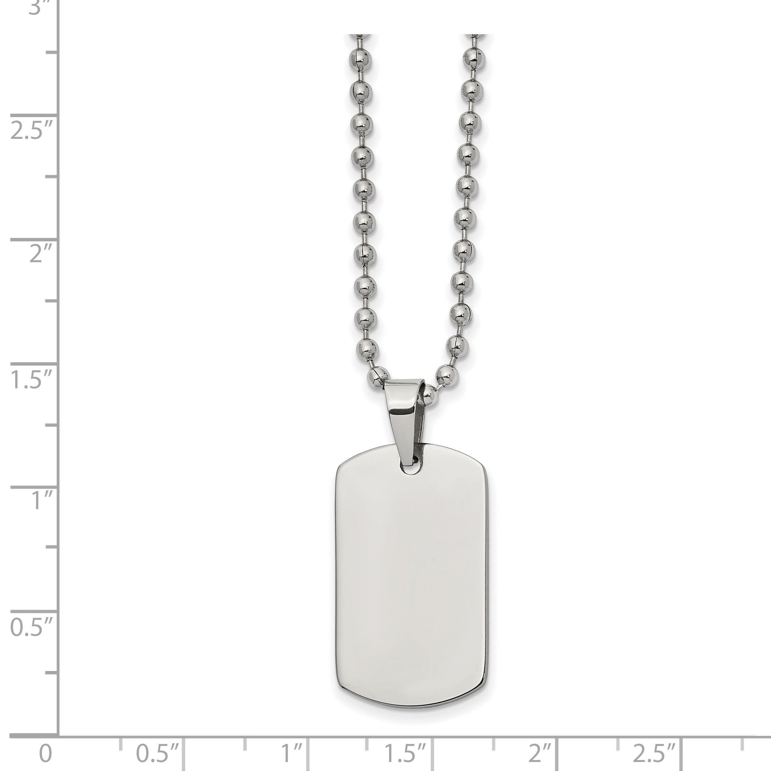 Chisel Stainless Steel Brushed and Polished Reversible Dog Tag on a 22 inch Ball Chain Necklace