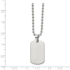 Chisel Stainless Steel Brushed and Polished Reversible Dog Tag on a 22 inch Ball Chain Necklace