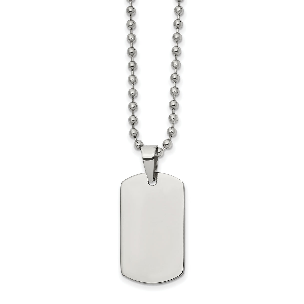 Chisel Stainless Steel Brushed and Polished Reversible Dog Tag on a 22 inch Ball Chain Necklace