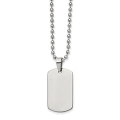 Chisel Stainless Steel Brushed and Polished Reversible Dog Tag on a 22 inch Ball Chain Necklace