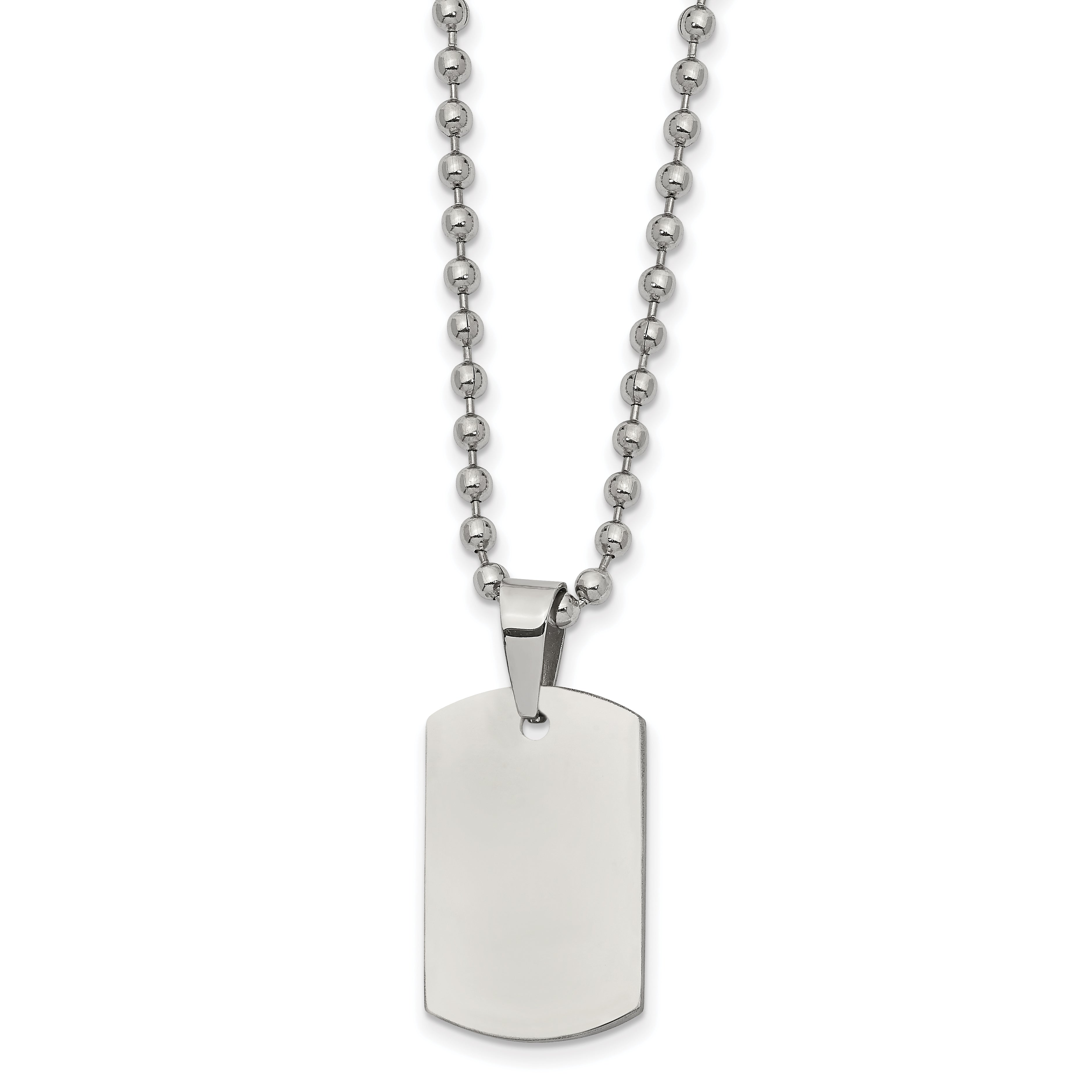 Chisel Stainless Steel Brushed and Polished Reversible Dog Tag on a 22 inch Ball Chain Necklace