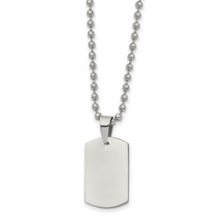 Chisel Stainless Steel Brushed and Polished Reversible Dog Tag on a 22 inch Ball Chain Necklace