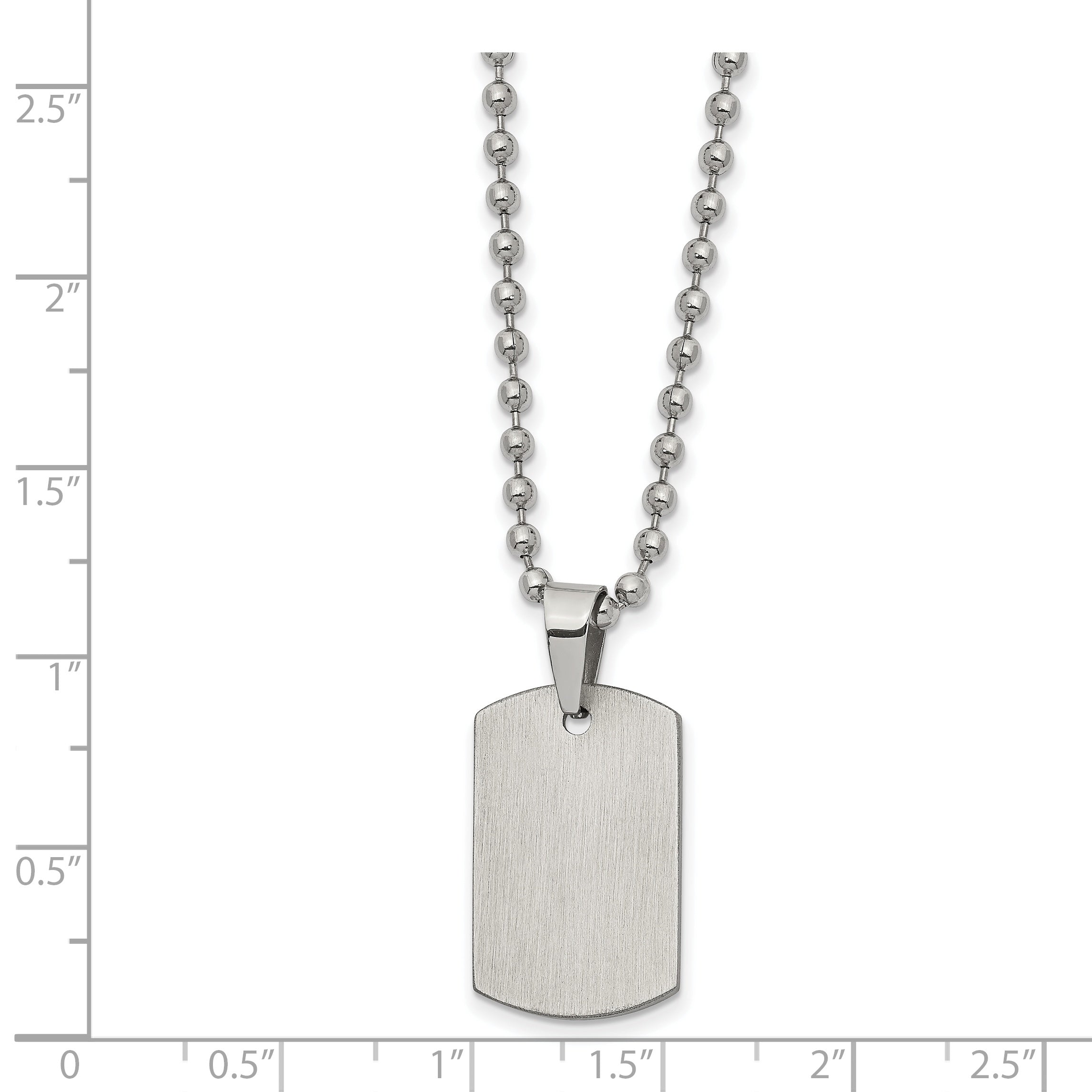 Chisel Stainless Steel Brushed and Polished Reversible Dog Tag on a 22 inch Ball Chain Necklace