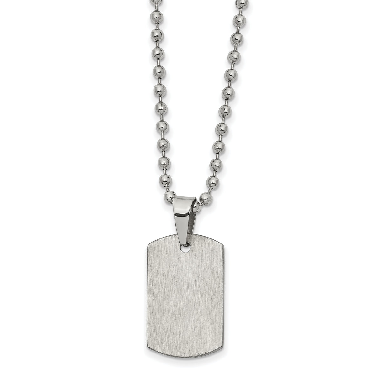 Chisel Stainless Steel Brushed and Polished Reversible Dog Tag on a 22 inch Ball Chain Necklace