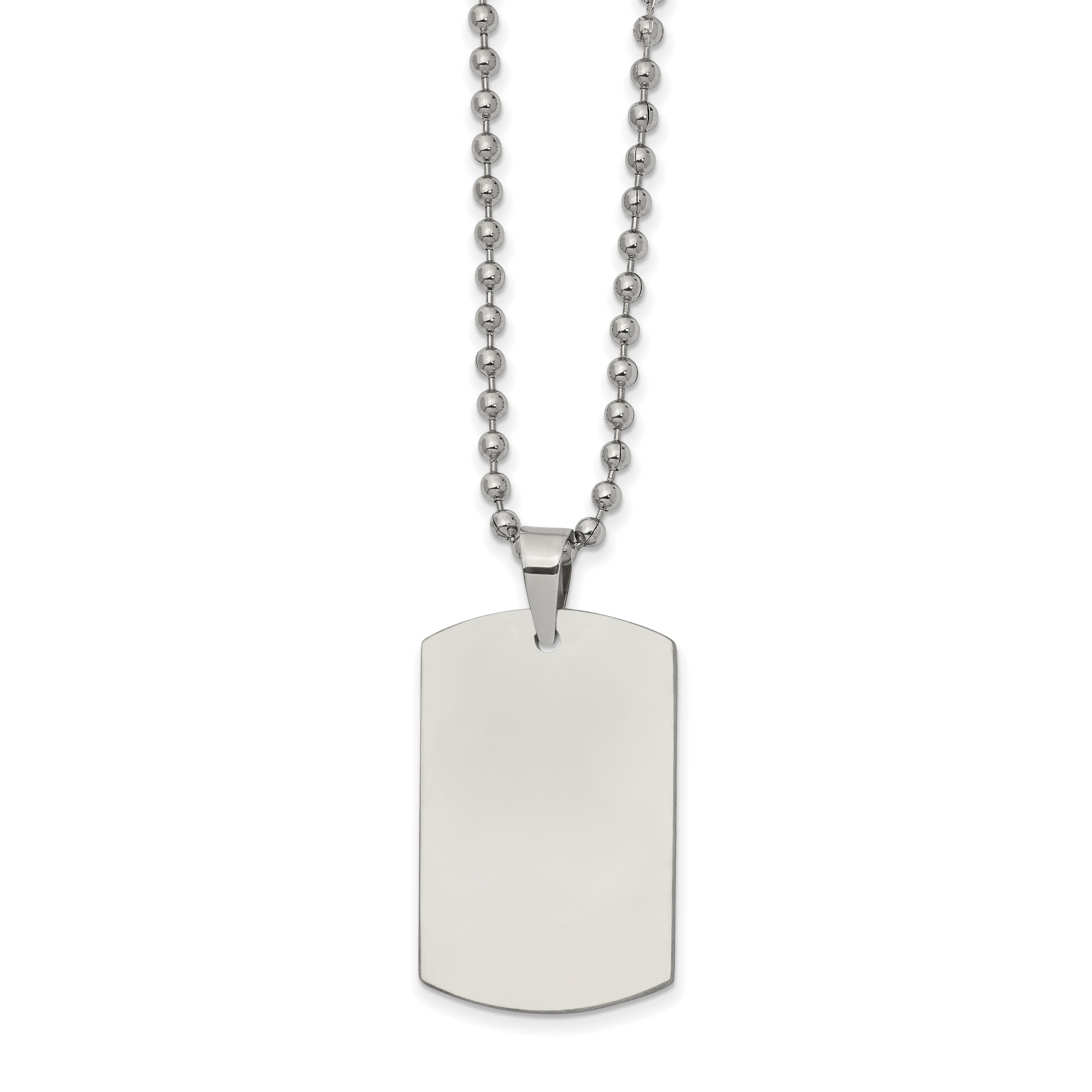 Chisel Stainless Steel Brushed and Polished Reversible Dog Tag on a 22 inch Ball Chain Necklace