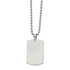 Chisel Stainless Steel Brushed and Polished Reversible Dog Tag on a 22 inch Ball Chain Necklace