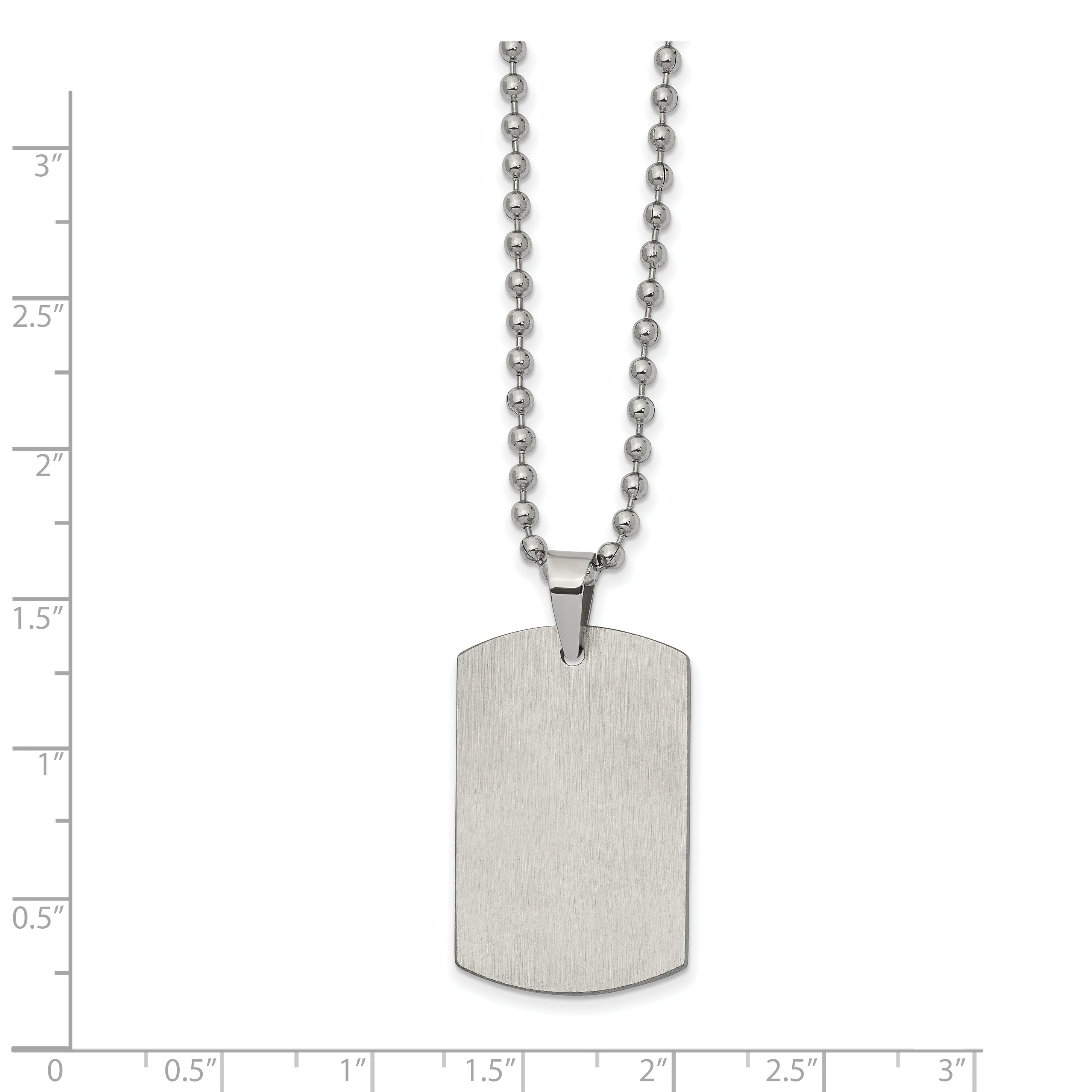 Chisel Stainless Steel Brushed and Polished Reversible Dog Tag on a 22 inch Ball Chain Necklace