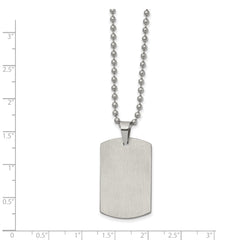 Chisel Stainless Steel Brushed and Polished Reversible Dog Tag on a 22 inch Ball Chain Necklace