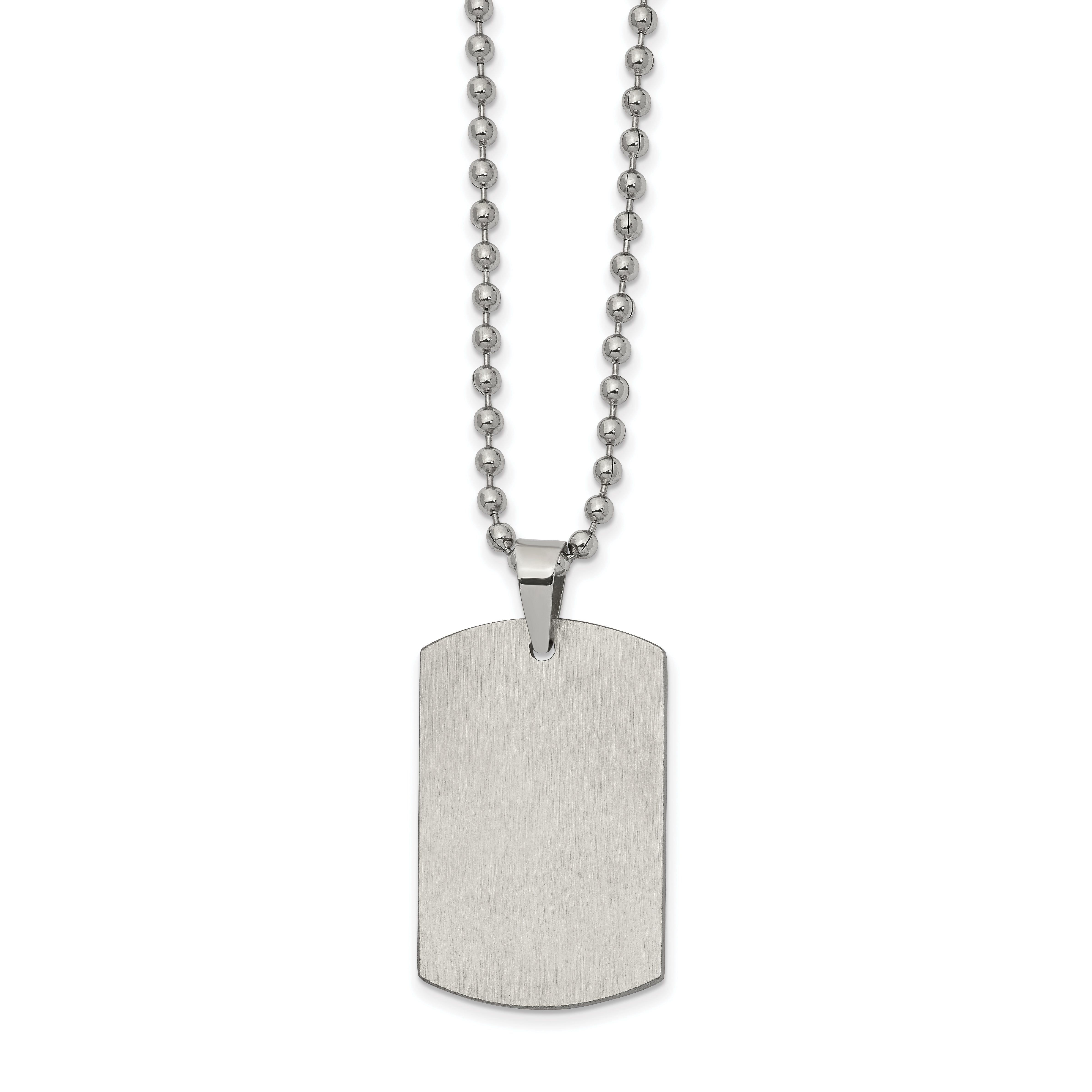 Chisel Stainless Steel Brushed and Polished Reversible Dog Tag on a 22 inch Ball Chain Necklace