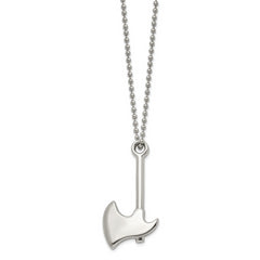 Chisel Stainless Steel Polished Hatchet Pendant on a 22 inch Ball Chain Necklace