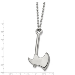 Chisel Stainless Steel Polished Hatchet Pendant on a 22 inch Ball Chain Necklace