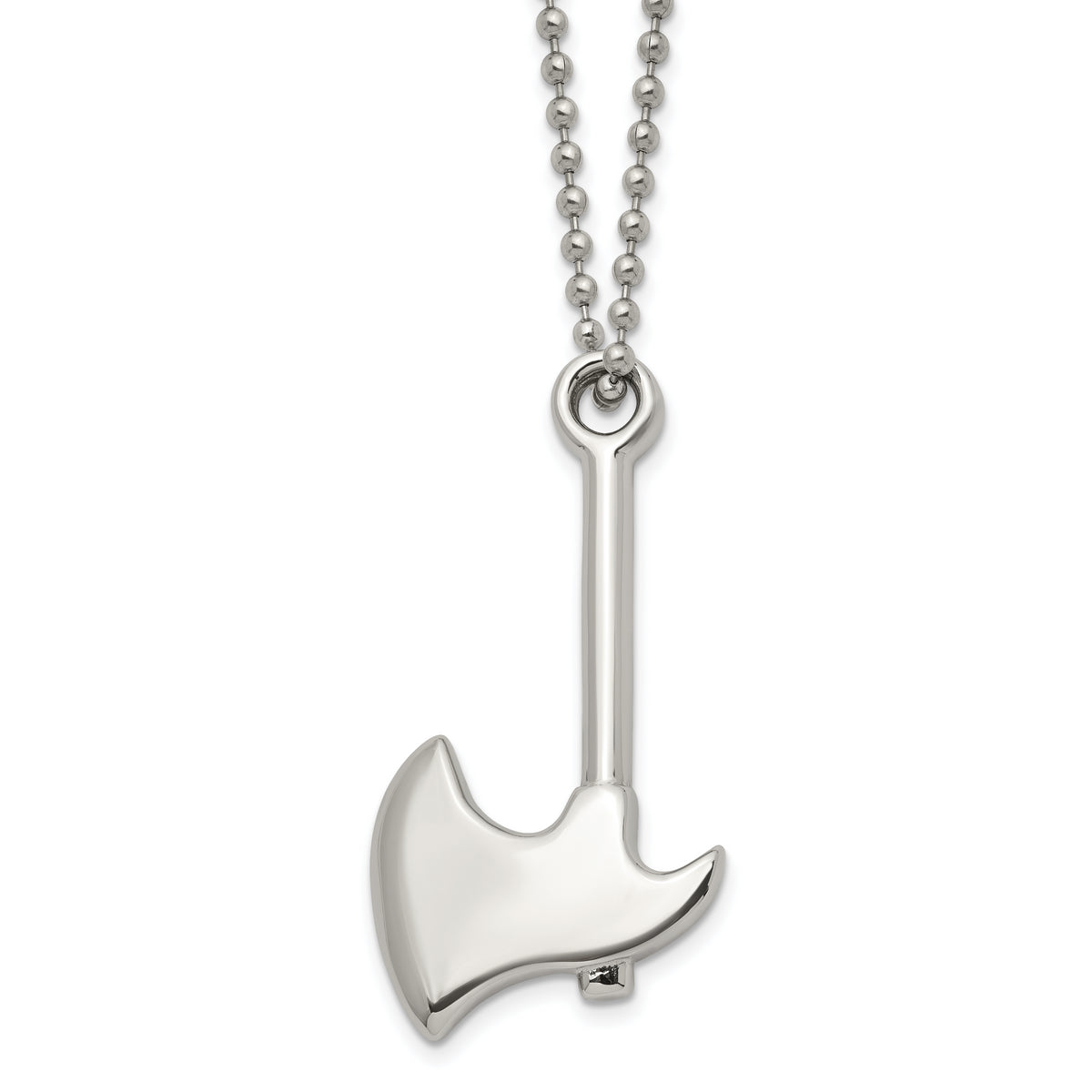 Chisel Stainless Steel Polished Hatchet Pendant on a 22 inch Ball Chain Necklace