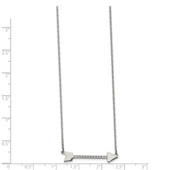 Chisel Stainless Steel Polished with CZ Arrow on a 17.5 inch Cable Chain Necklace