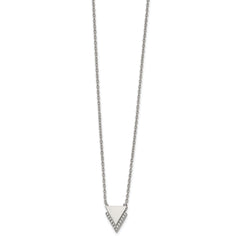 Chisel Stainless Steel Polished with CZ Double Triangles Pendant on a 16.5 inch Cable Chain Necklace