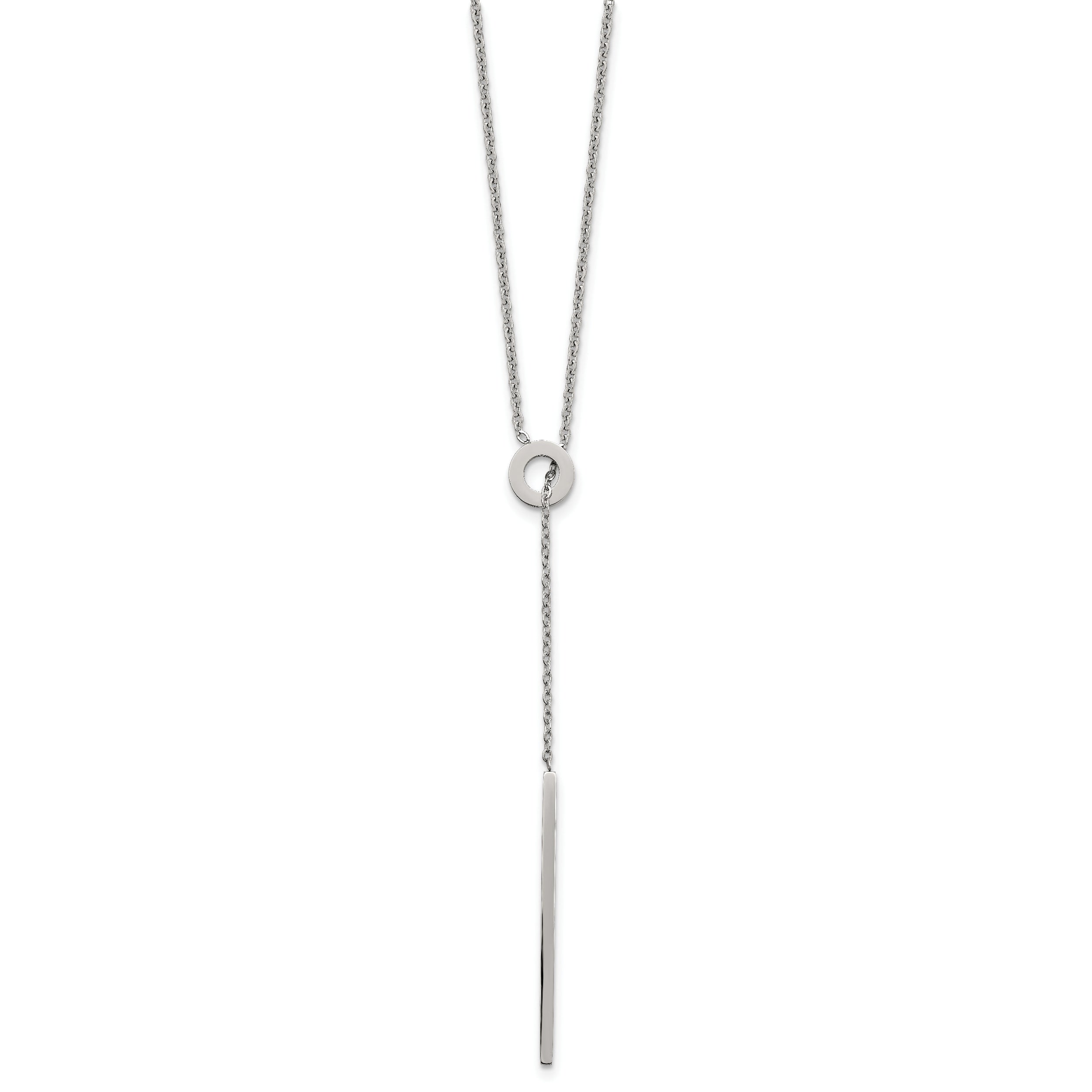 Chisel Stainless Steel Polished Adjustable 16.5 inch Cable Chain with 2in ext. Y Necklace