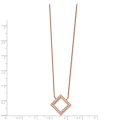 Chisel Stainless Steel Polished Rose IP-plated CZ Pendant on a 17 inch Cable Chain with a 2.5 inch Extension Necklace