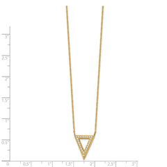 Chisel Stainless Steel Polished Yellow IP-plated CZ Triangle on a 17 inch Cable Chain with 2.5 inch Extension Necklace