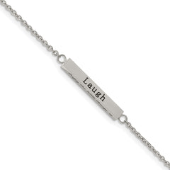 Chisel Stainless Steel Polished and Enameled with CZ ENJOY THE LITTLE THINGS Bar on a 16 inch Cable Chain with a 2 inch Extension Necklace