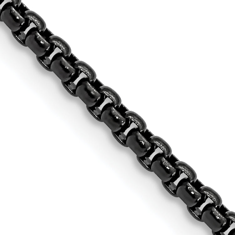 Chisel Stainless Steel Polished Black IP-plated 24 inch Box Chain