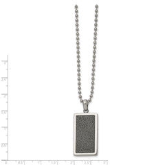 Chisel Stainless Steel Polished with Black Stoving Varnish Rectangle Dog Tag on a 22 inch Ball Chain Necklace