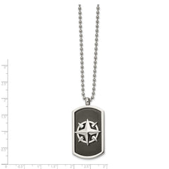 Chisel Stainless Steel Brushed and Polished Black IP-plated Compass Dog Tag on a 24 inch Ball Chain Necklace