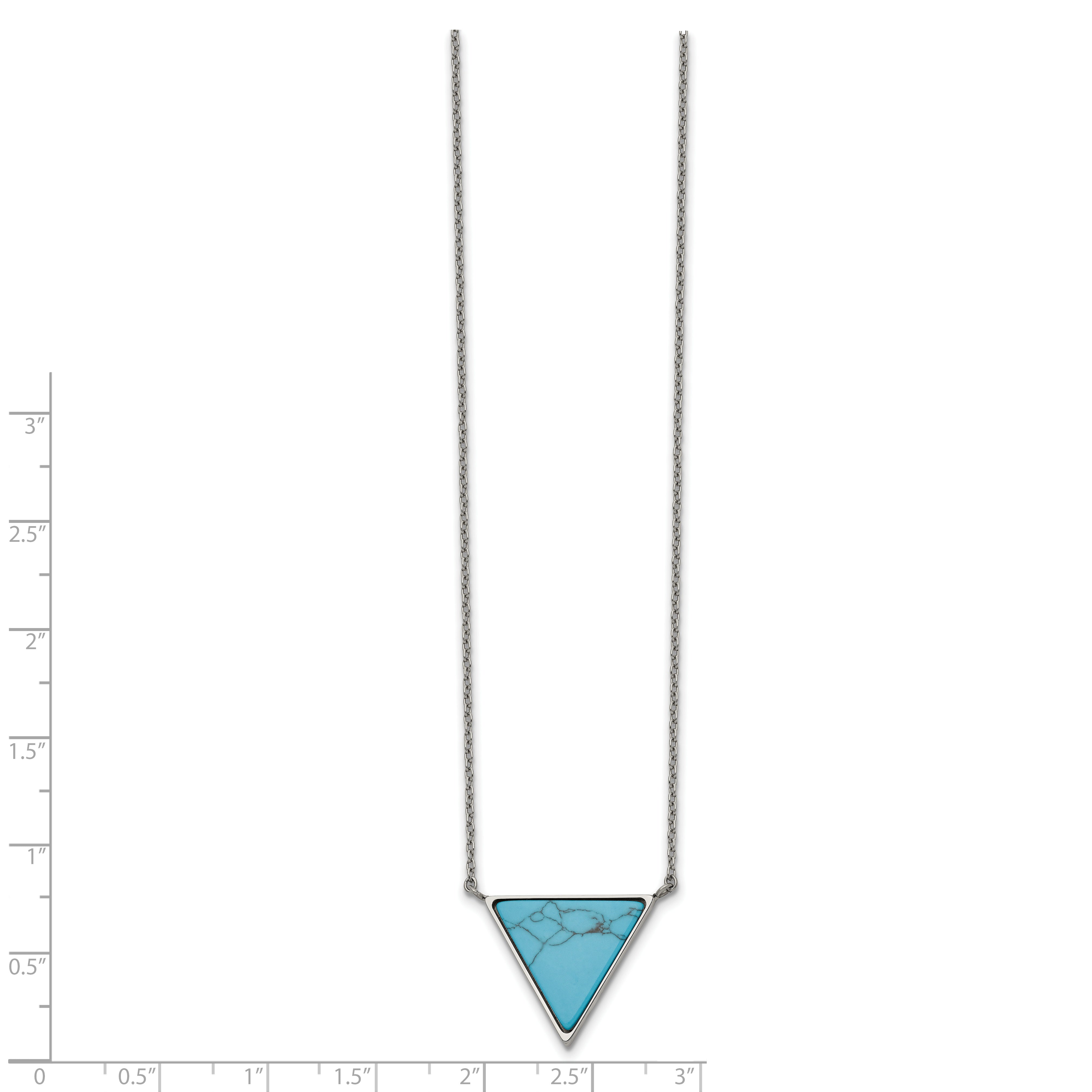 Chisel Stainless Steel Polished Reconstructed Howlite Triangle on an 18 inch Cable Chain Plus a 2 inch Extension Necklace