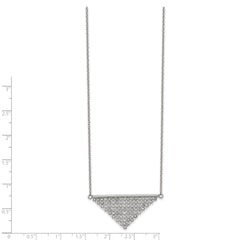 Stainless Steel Polished Preciosa Crystal Triangle 16in w/2in ext Necklace