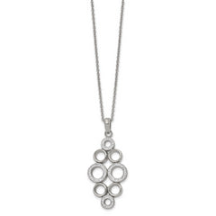 Chisel Stainless Steel Polished Preciosa Crystal Circles Pendant on a 16 inch Cable Chain with a 2 inch Extension Necklace