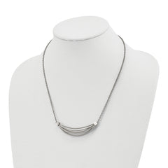 Chisel Stainless Steel Polished 3D Curved Bars on a 20 inch Cable Chain with a 2 inch Extension Necklace