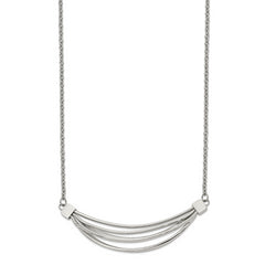 Chisel Stainless Steel Polished 3D Curved Bars on a 20 inch Cable Chain with a 2 inch Extension Necklace