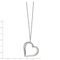 Chisel Stainless Steel Polished with Preciosa Crystal Heart Slide on an 18 inch Cable Chain Plus a 2 inch Extension Necklace