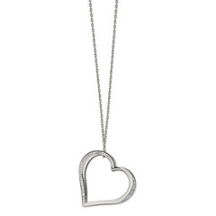 Chisel Stainless Steel Polished with Preciosa Crystal Heart Slide on an 18 inch Cable Chain Plus a 2 inch Extension Necklace