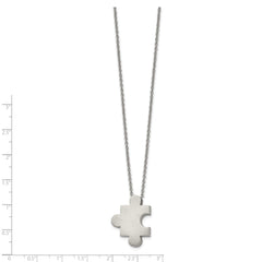 Chisel Stainless Steel Brushed Puzzle Piece Pendant on a 16 inch Cable Chain with 2.75 inch Extension Necklace