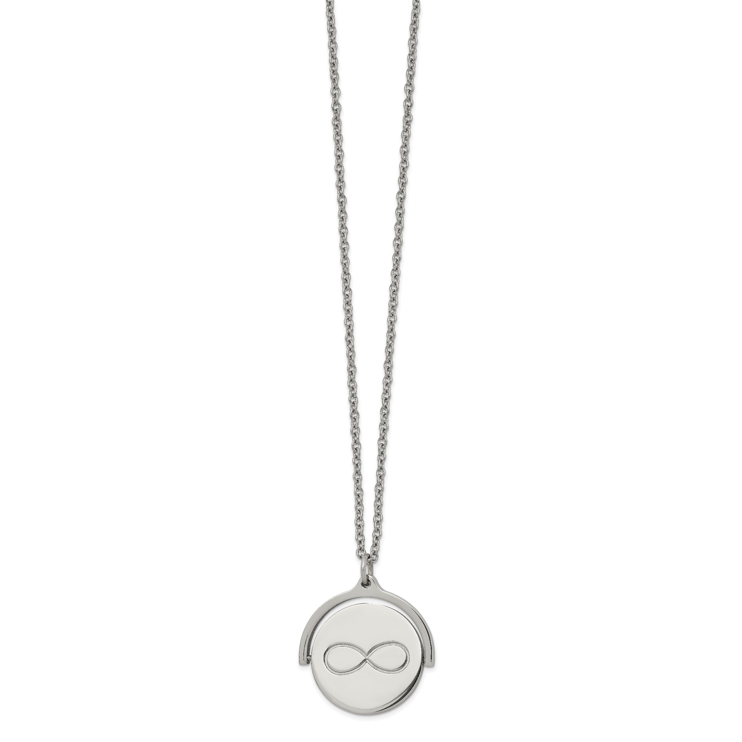 Chisel Stainless Steel Polished Infinity Symbol Moveable Pendant on a 16.5 inch Cable Chain with a 1.25 inch Extension Necklace