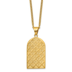 Chisel Stainless Steel Polished Yellow IP-plated with Crystal Blessed Mary Pendant on a 24 inch Curb Chain Necklace