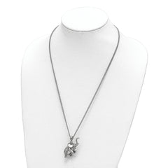 Chisel Stainless Steel Polished 3D Elephant Pendant on a 24 inch Curb Chain Necklace