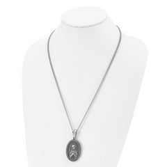 Chisel Stainless Steel Antiqued and Polished Our Lady of Guadalupe Pendant on a 24 inch Cable Chain Necklace