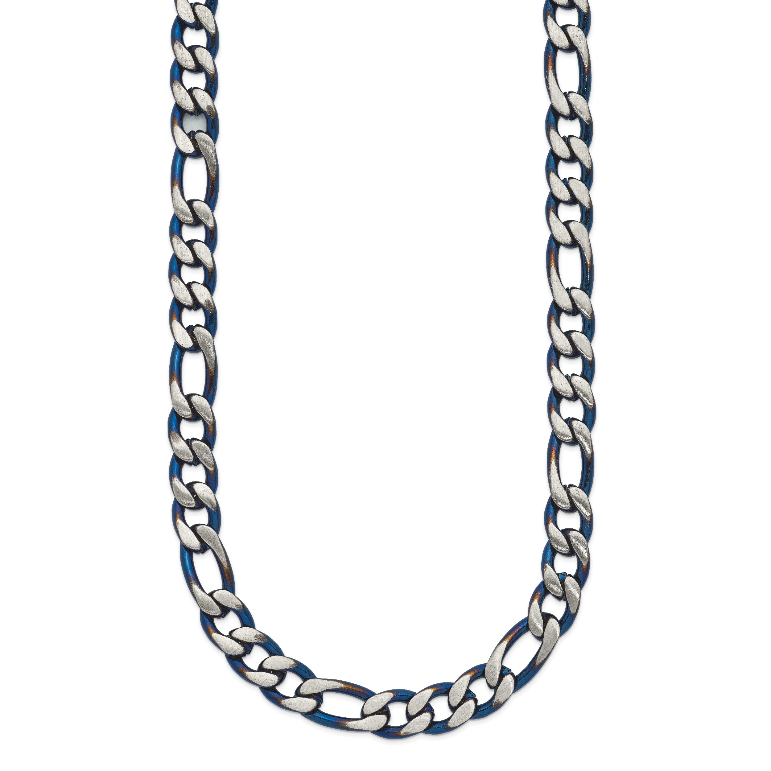 Chisel Stainless Steel Brushed and Polished Blue IP-plated 7.5mm 24 inch Necklace