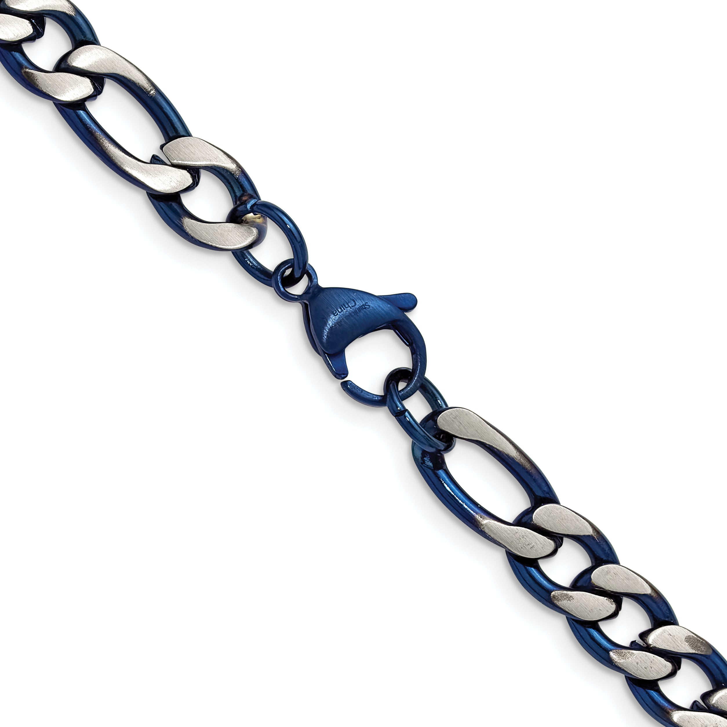 Chisel Stainless Steel Brushed and Polished Blue IP-plated 7.5mm 24 inch Necklace