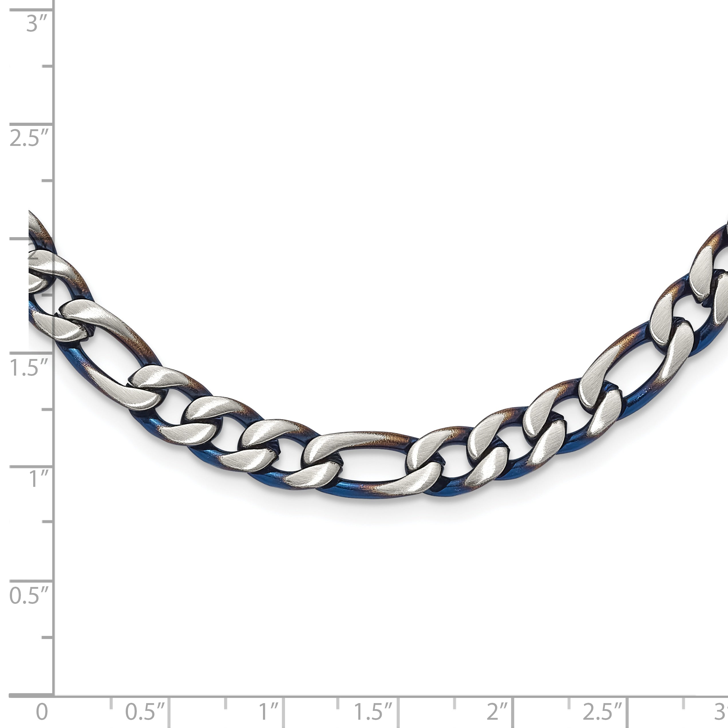 Chisel Stainless Steel Brushed and Polished Blue IP-plated 7.5mm 24 inch Necklace