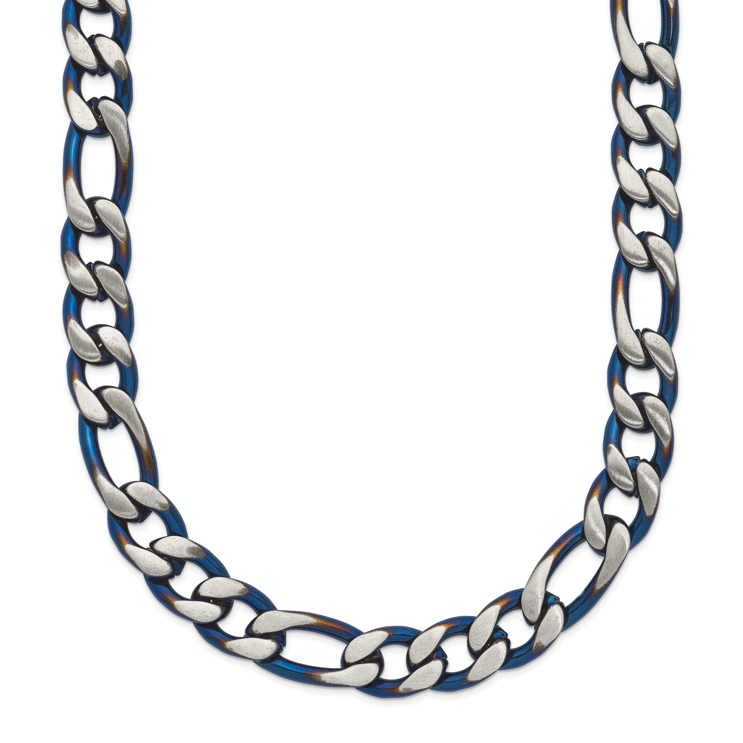 Chisel Stainless Steel Brushed and Polished Blue IP-plated 7.5mm 24 inch Necklace