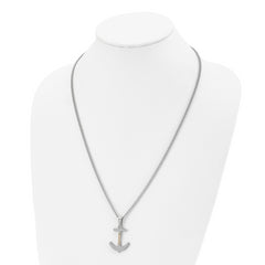 Stainless Steel Polished w/14k Accent Anchor 24in Necklace