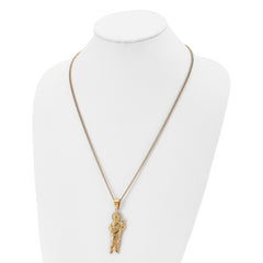 Chisel Stainless Steel Polished Yellow IP-plated Saint Jude Pendant on a 24 inch Curb Chain Necklace