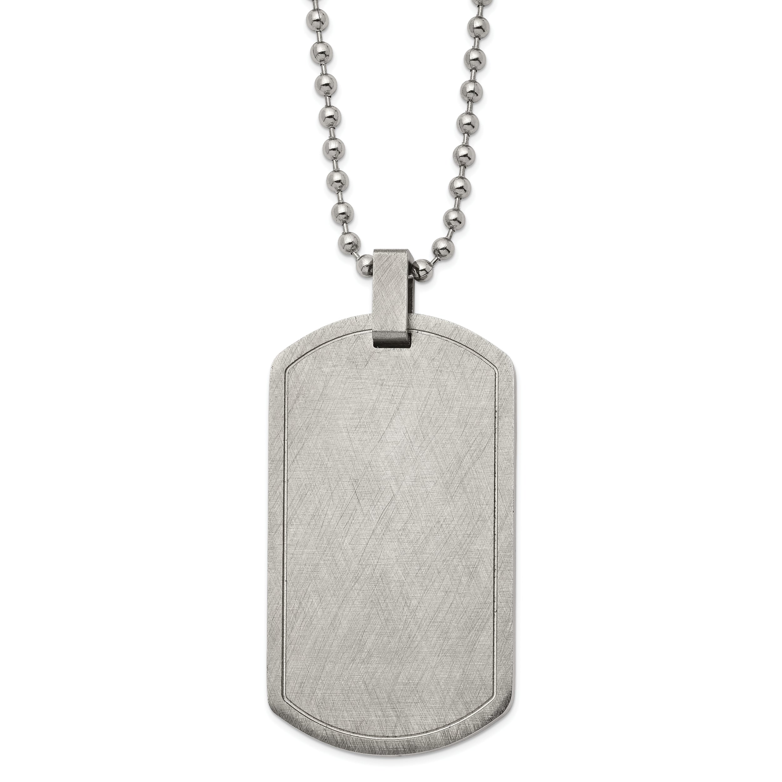 Chisel Stainless Steel Brushed and Polished Scratch Finish Dog Tag on a 22 inch Ball Chain Necklace