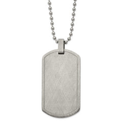 Chisel Stainless Steel Brushed and Polished Scratch Finish Dog Tag on a 22 inch Ball Chain Necklace